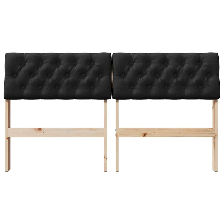 Polstret sengegavl Sort 140 cm Massiv fyrretræ