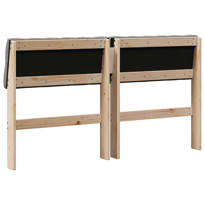 Polstret sengegavl Gråbrun 140 cm Massiv fyrretræ