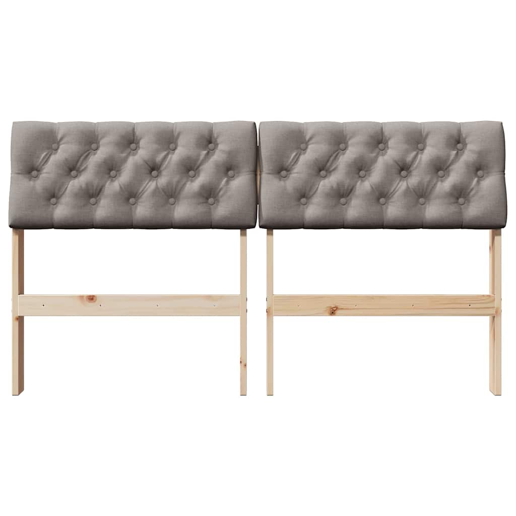 Polstret sengegavl Gråbrun 140 cm Massiv fyrretræ