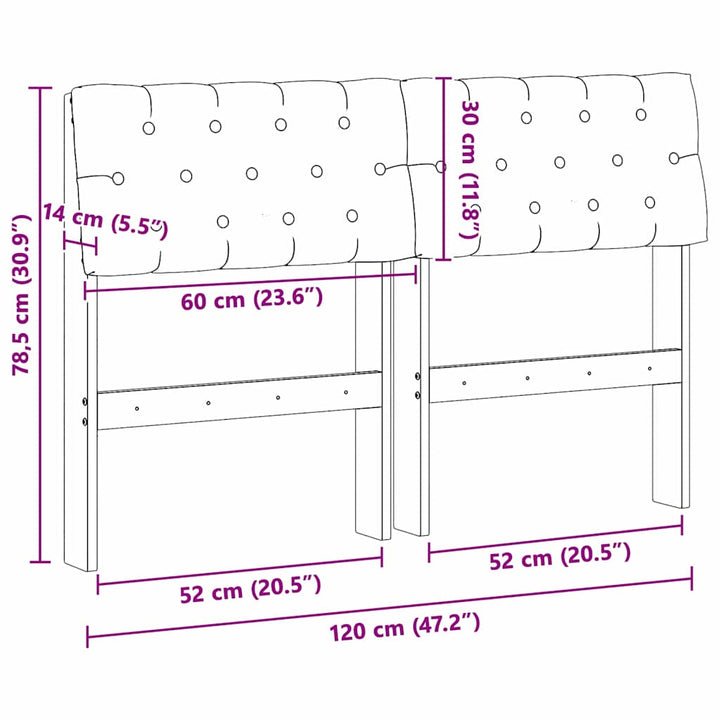 Polstret sengegavl Sort 120 cm Massiv fyrretræ