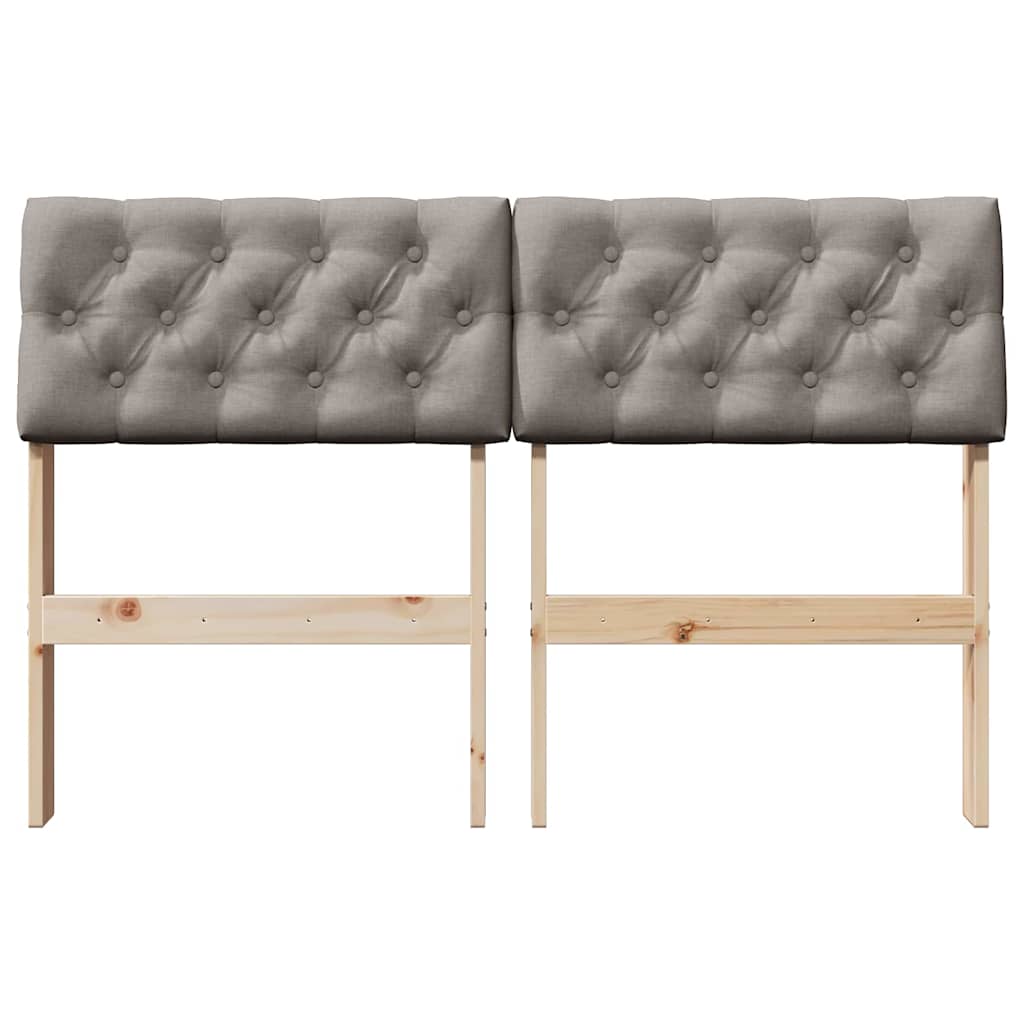 Polstret sengegavl Gråbrun 120 cm Massiv fyrretræ