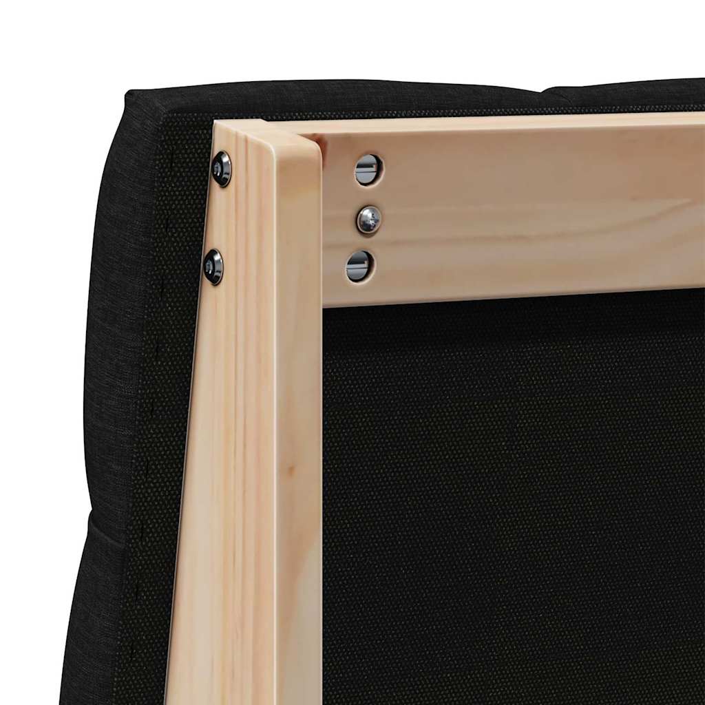 Polstret sengegavl Sort 90 cm Massiv fyrretræ