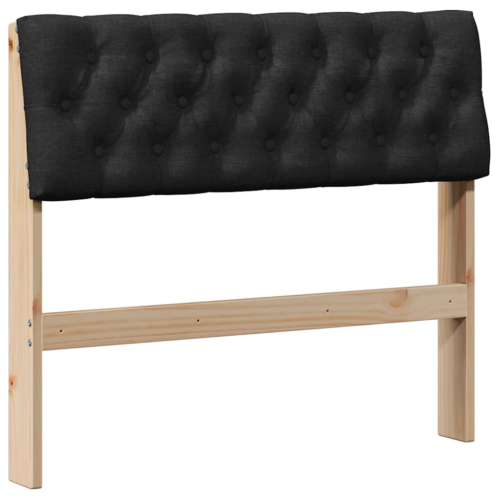 Polstret sengegavl Sort 90 cm Massiv fyrretræ