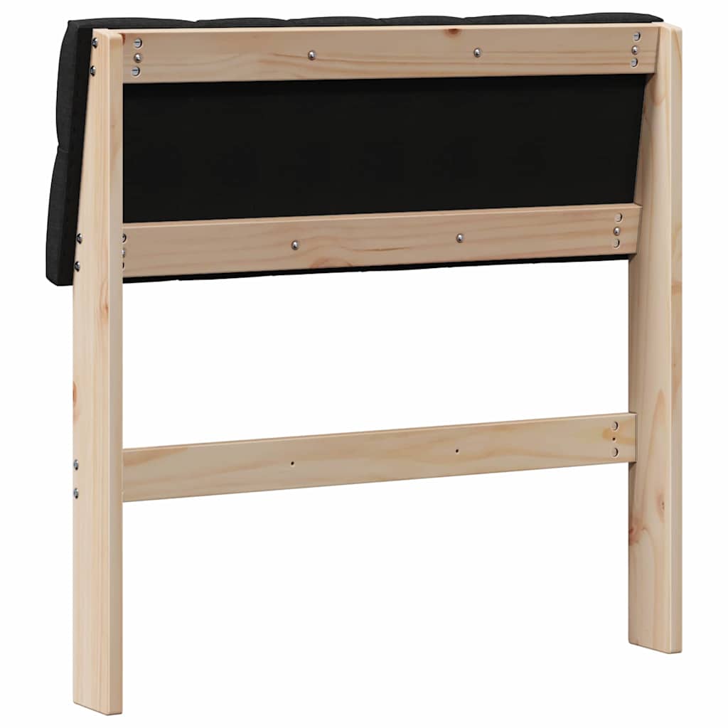 Polstret sengegavl Sort 80 cm Massiv fyrretræ