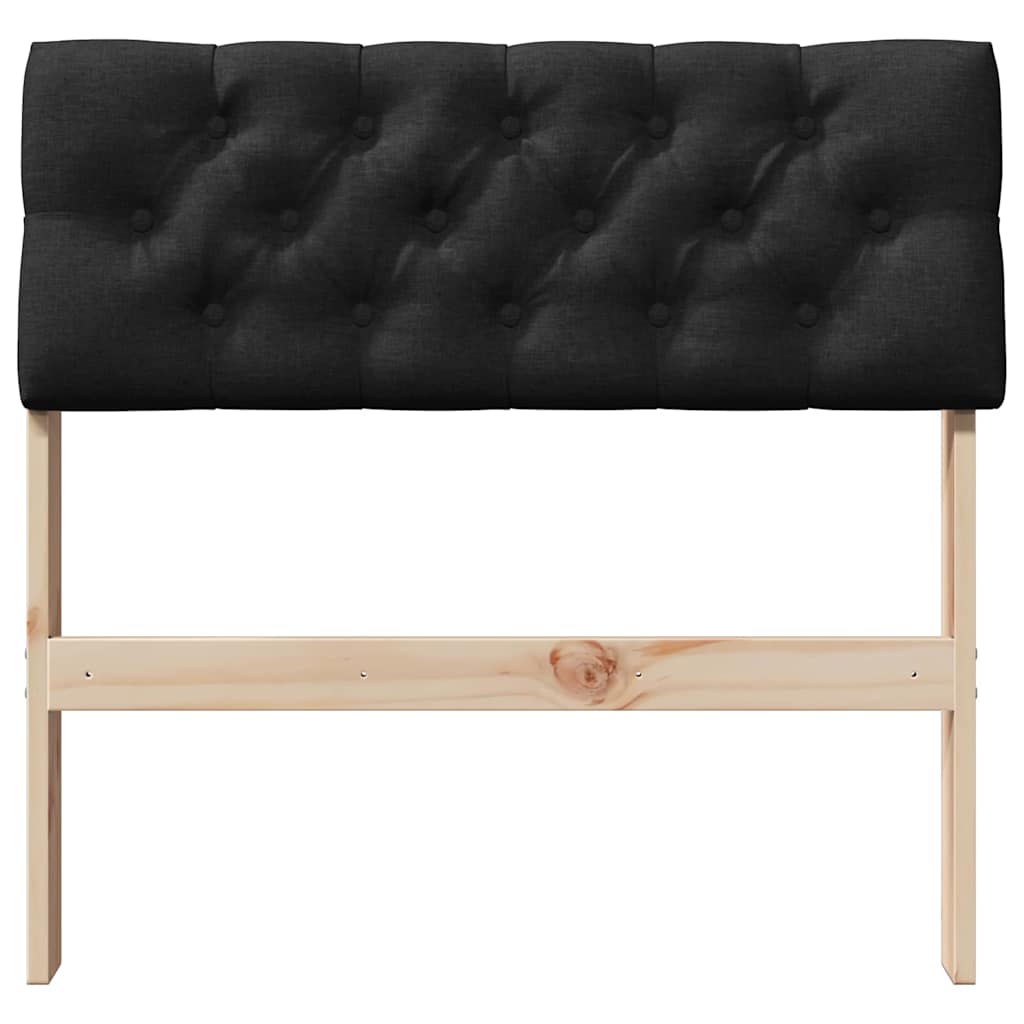 Polstret sengegavl Sort 80 cm Massiv fyrretræ
