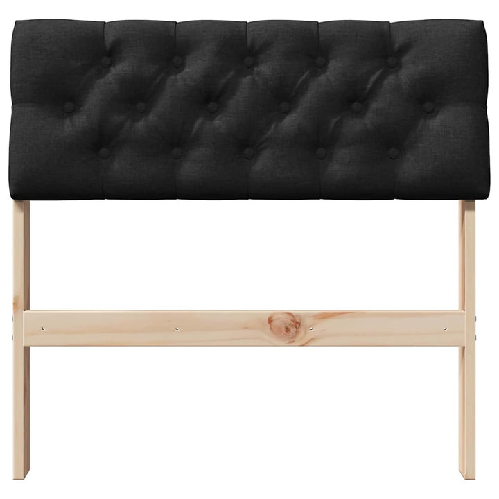 Polstret sengegavl Sort 80 cm Massiv fyrretræ