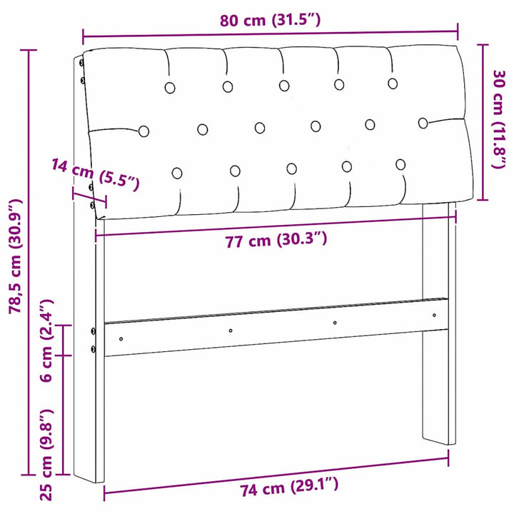 Polstret sengegavl Sort 80 cm Massiv fyrretræ
