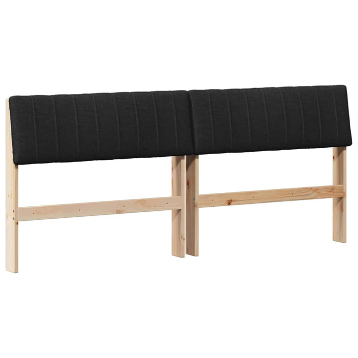 Polstret sengegavl Sort 180 cm Massiv fyrretræ