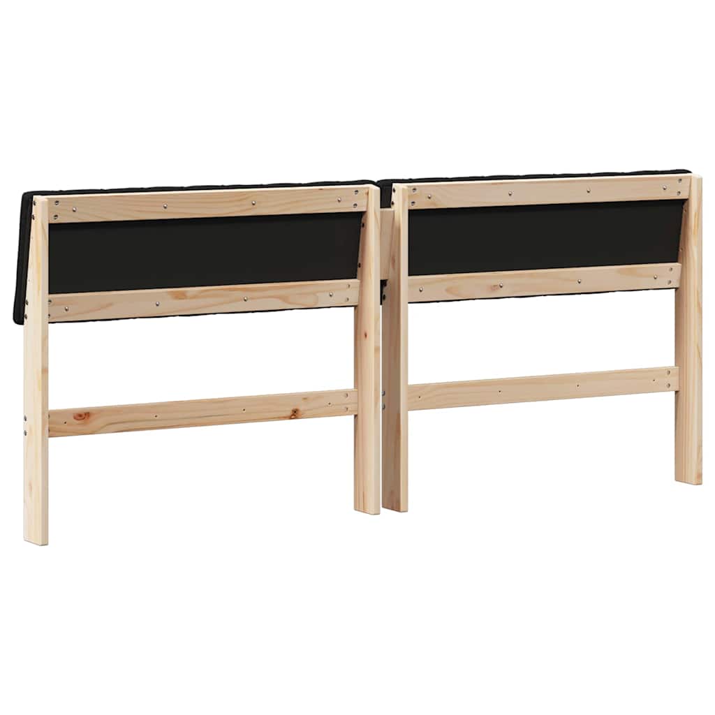 Polstret sengegavl Sort 180 cm Massiv fyrretræ