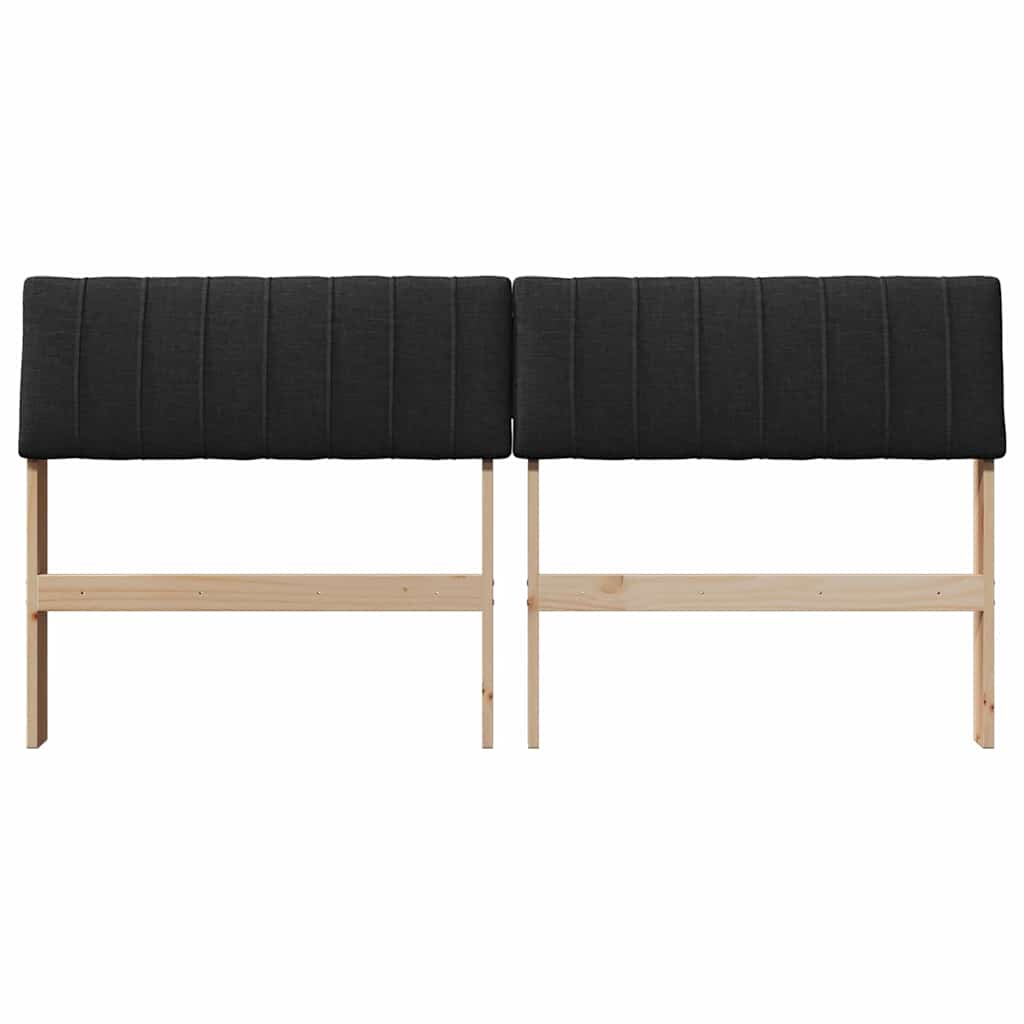 Polstret sengegavl Sort 160 cm Massiv fyrretræ