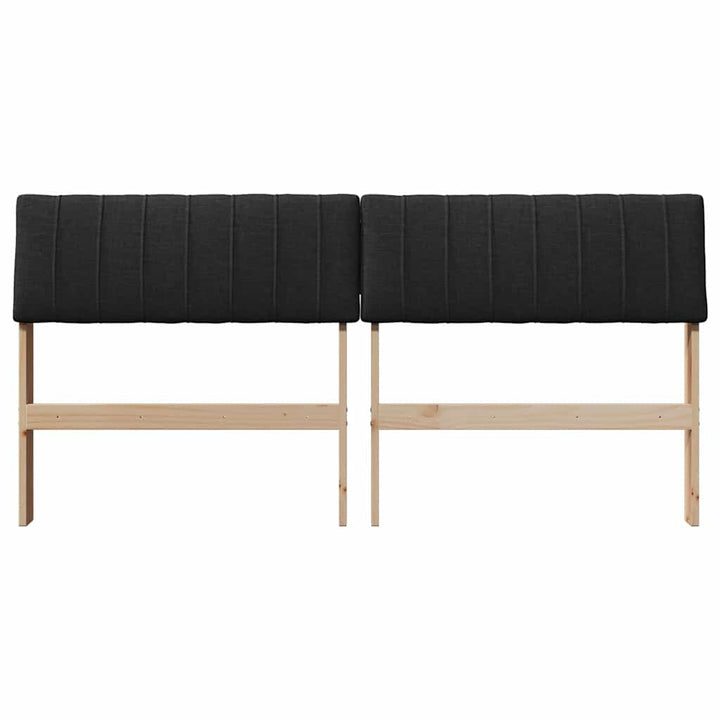 Polstret sengegavl Sort 150 cm Massiv fyrretræ