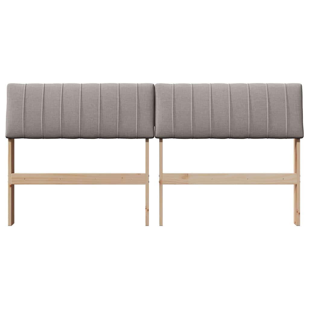 Polstret sengegavl Gråbrun 150 cm Massiv fyrretræ