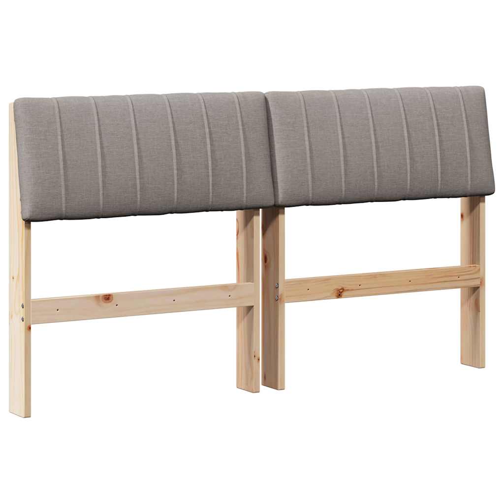 Polstret sengegavl Gråbrun 140 cm Massiv fyrretræ