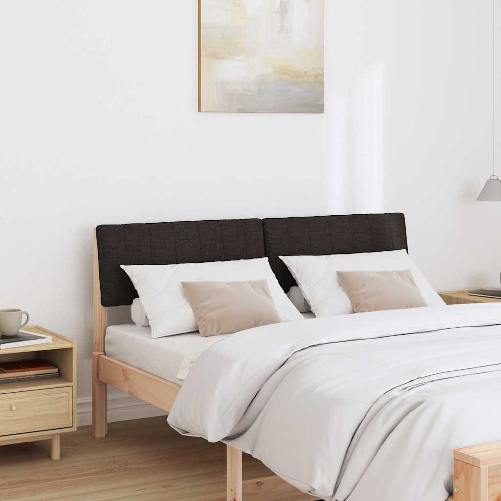 Polstret sengegavl Sort 135 cm Massiv fyrretræ