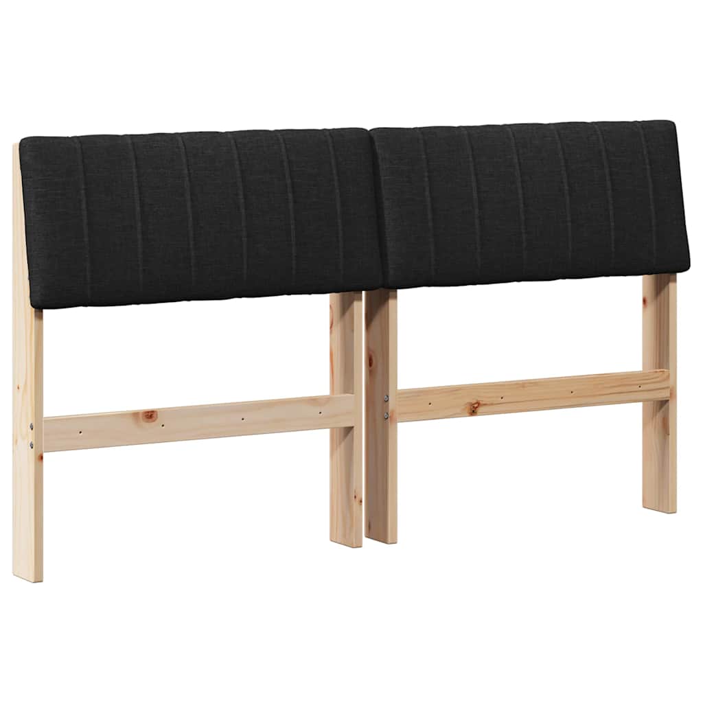 Polstret sengegavl Sort 135 cm Massiv fyrretræ