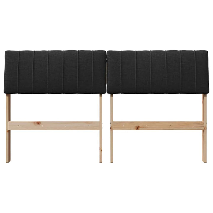 Polstret sengegavl Sort 135 cm Massiv fyrretræ
