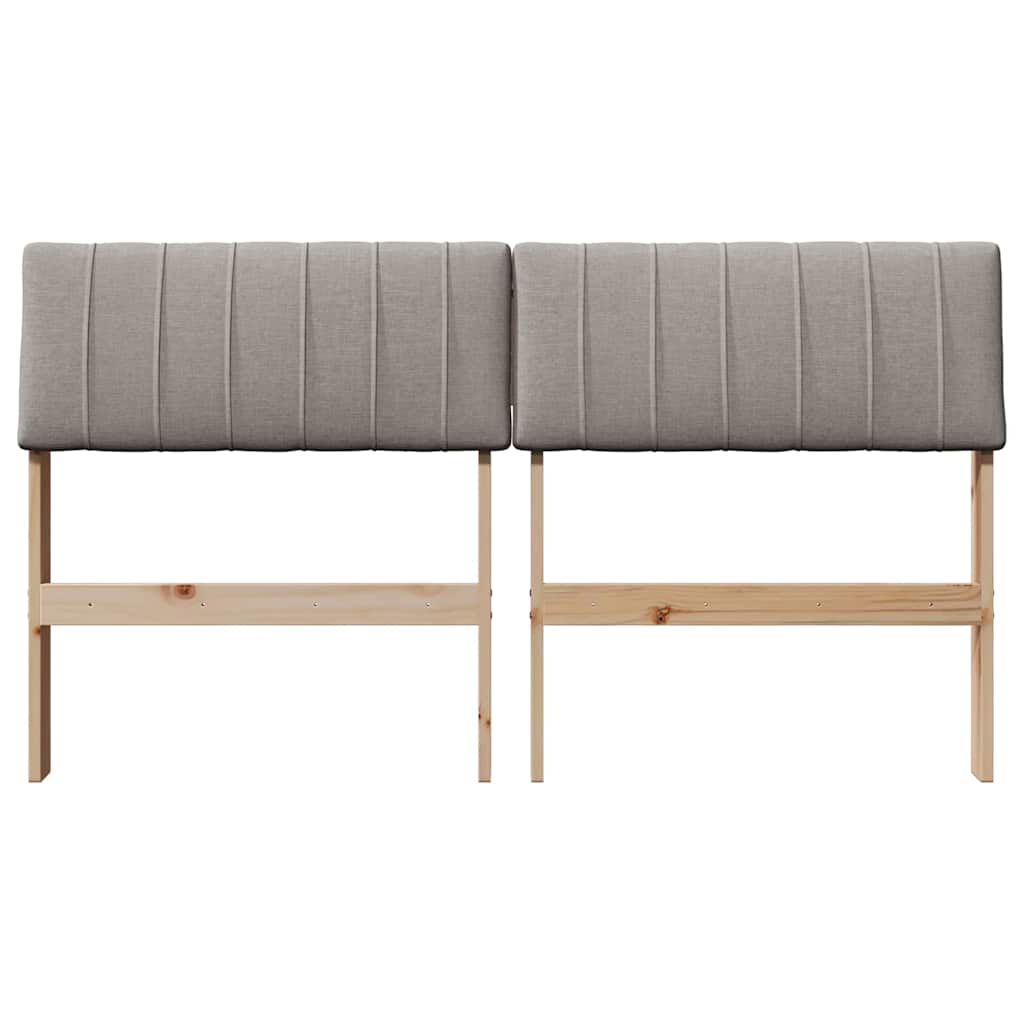 Polstret sengegavl Gråbrun 135 cm Massiv fyrretræ