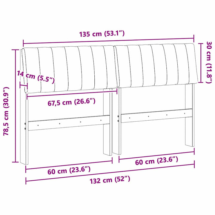 Polstret sengegavl Gråbrun 135 cm Massiv fyrretræ