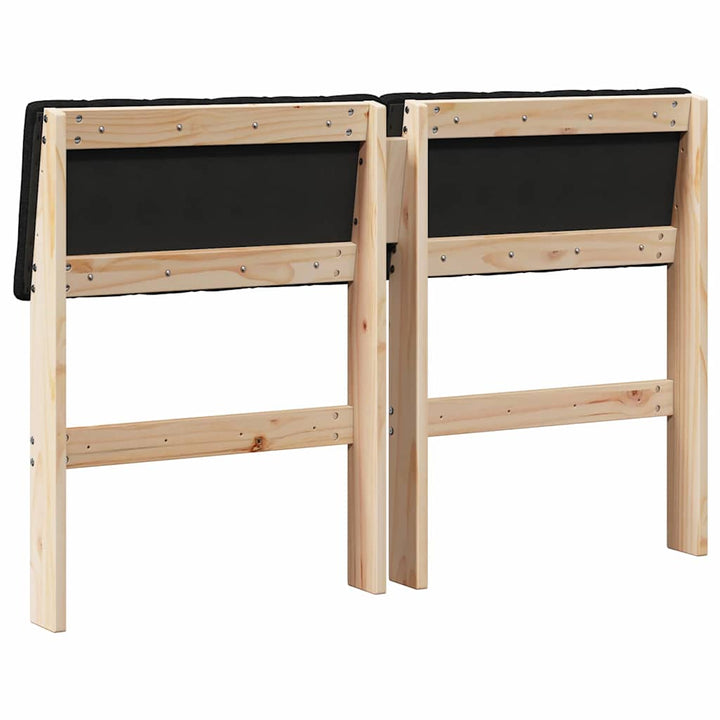 Polstret sengegavl Sort 120 cm Massiv fyrretræ