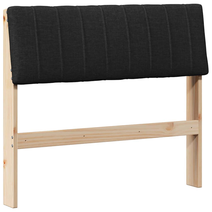 Polstret sengegavl Sort 90 cm Massiv fyrretræ