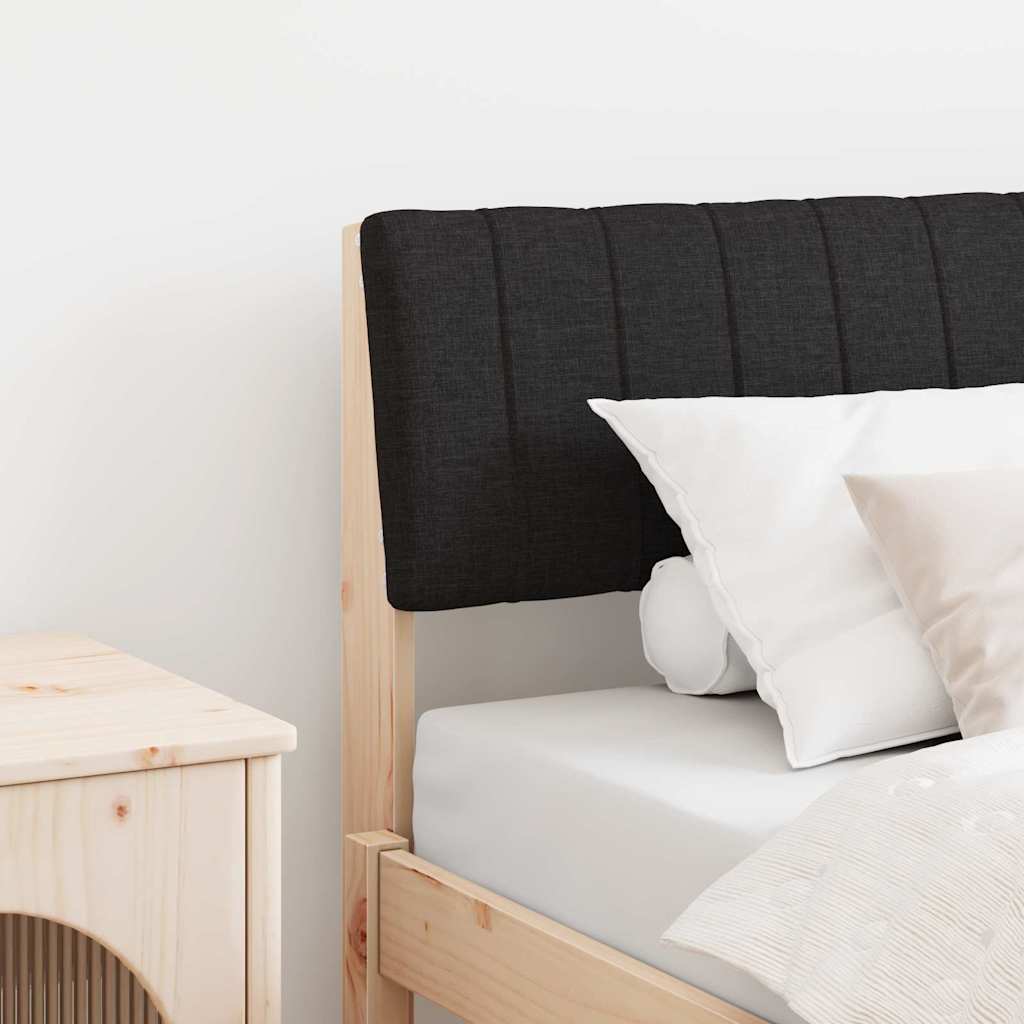 Polstret sengegavl Sort 75 cm Massiv fyrretræ