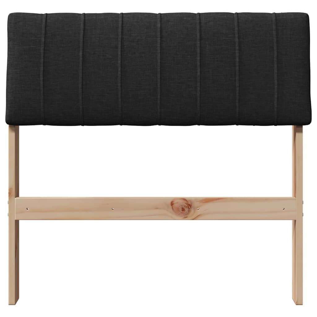 Polstret sengegavl Sort 75 cm Massiv fyrretræ