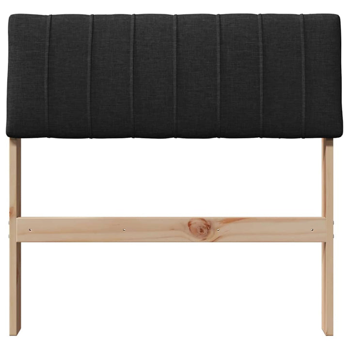 Polstret sengegavl Sort 75 cm Massiv fyrretræ