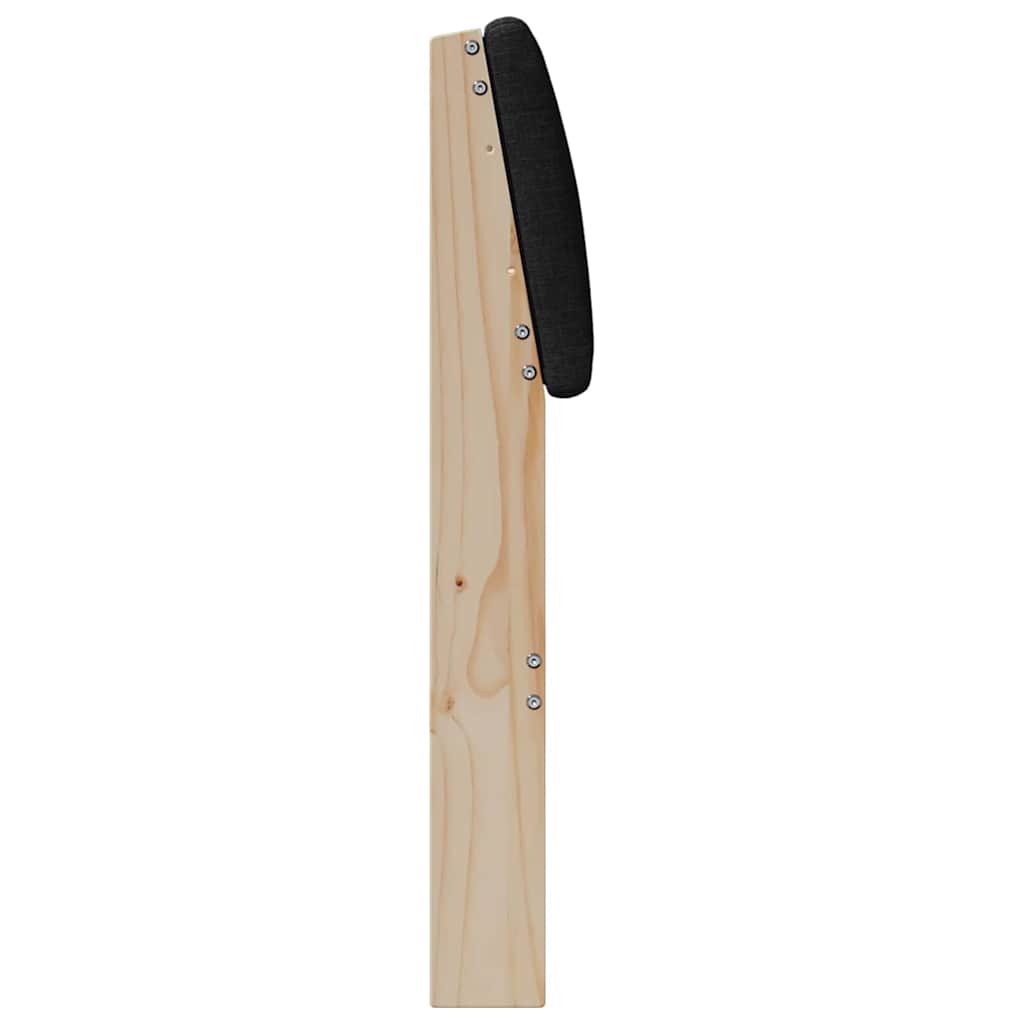 Polstret sengegavl Sort 75 cm Massiv fyrretræ