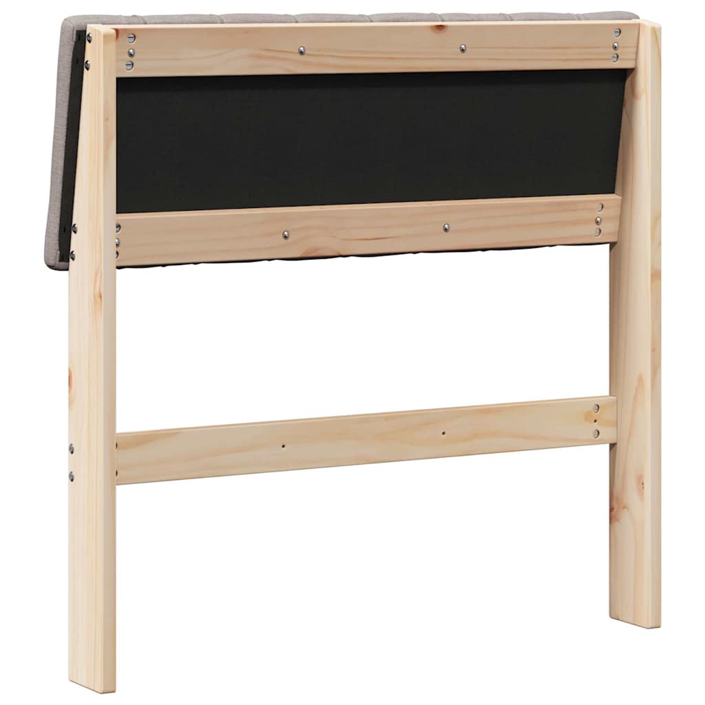 Polstret sengegavl Gråbrun 75 cm Massiv fyrretræ
