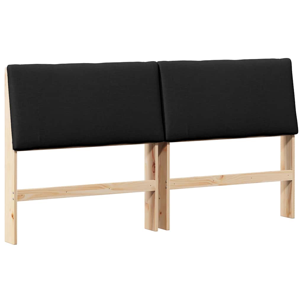 Polstret sengegavl Sort 180 cm Massiv fyrretræ