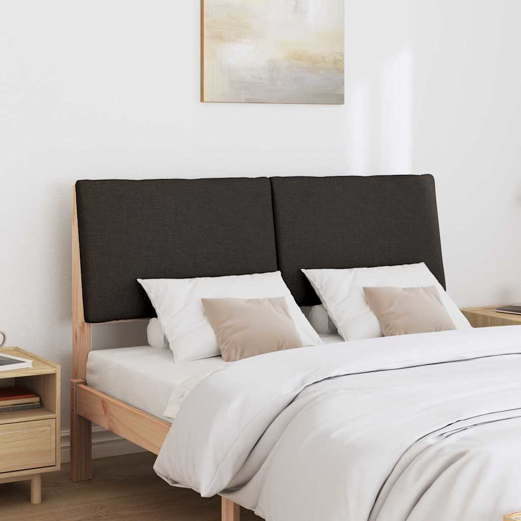 Polstret sengegavl Sort 160 cm Massiv fyrretræ