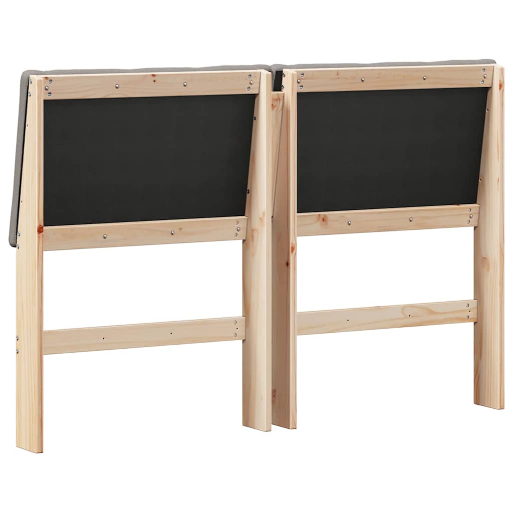 Polstret sengegavl Gråbrun 160 cm Massiv fyrretræ