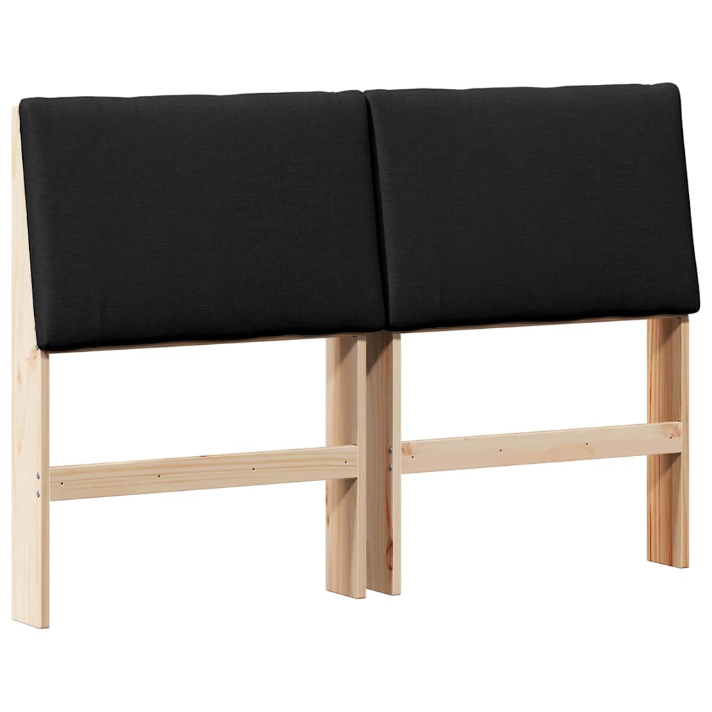 Polstret sengegavl Sort 150 cm Massiv fyrretræ