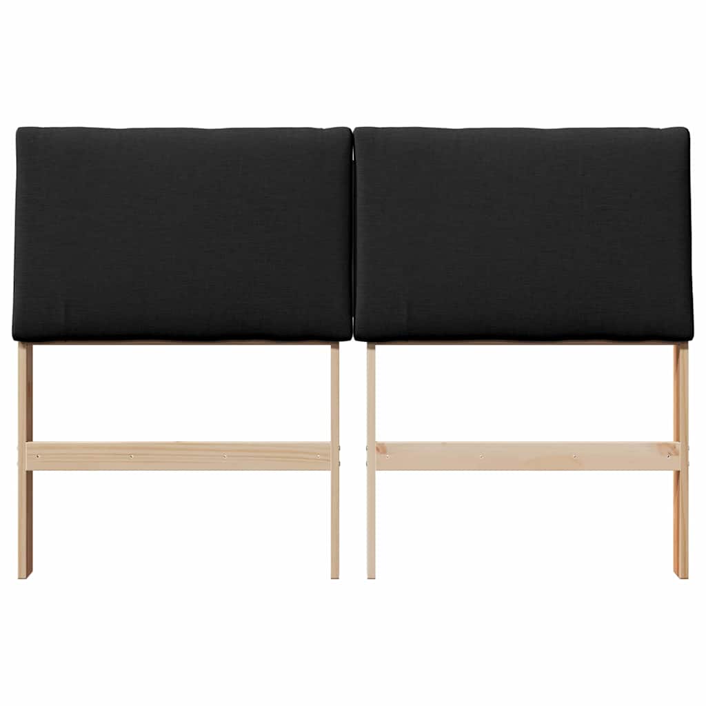 Polstret sengegavl Sort 150 cm Massiv fyrretræ