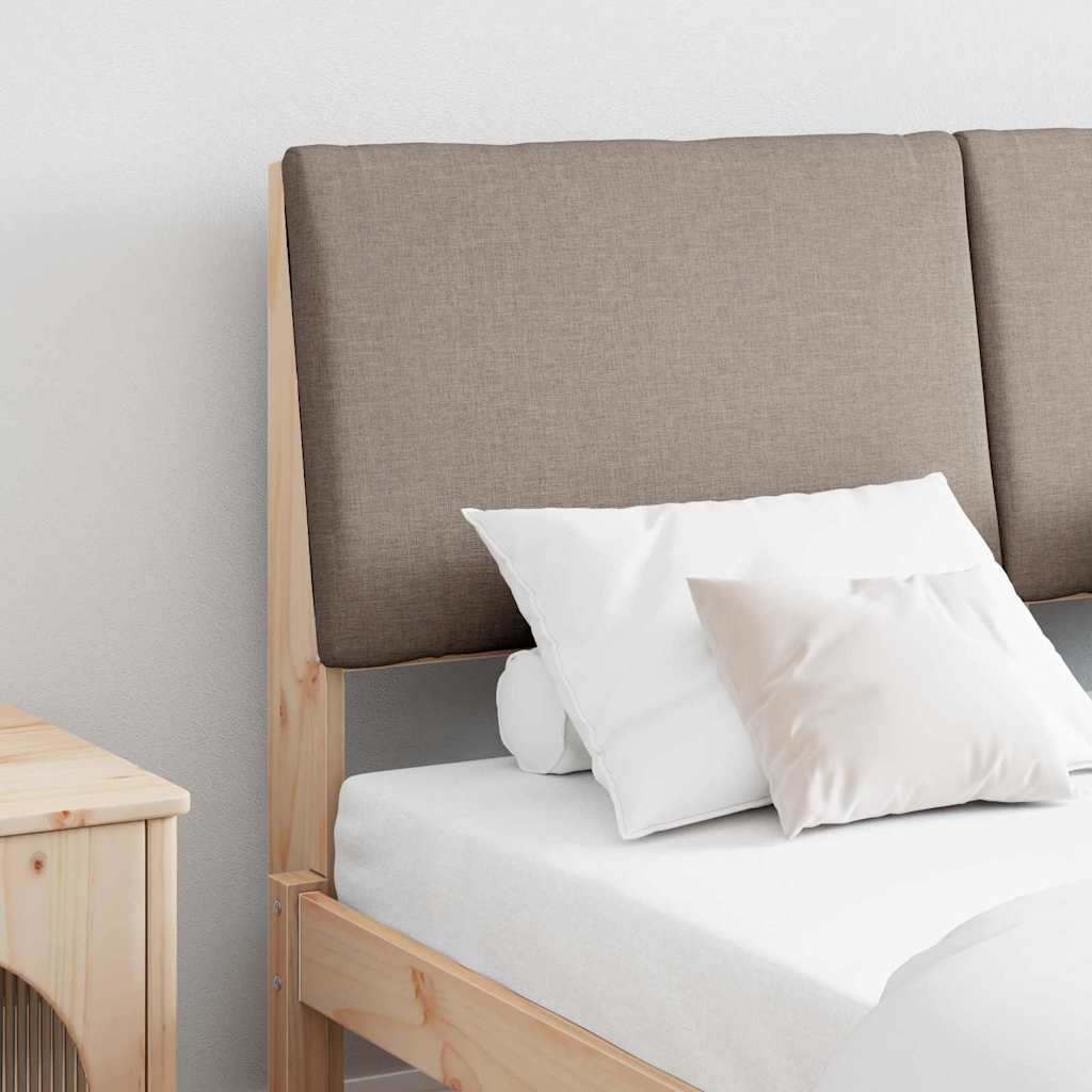 Polstret sengegavl Gråbrun 150 cm Massiv fyrretræ