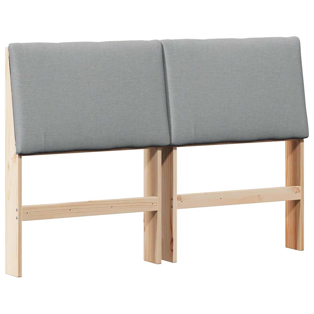Polstret sengegavl Lysegrå 140 cm Massiv fyrretræ