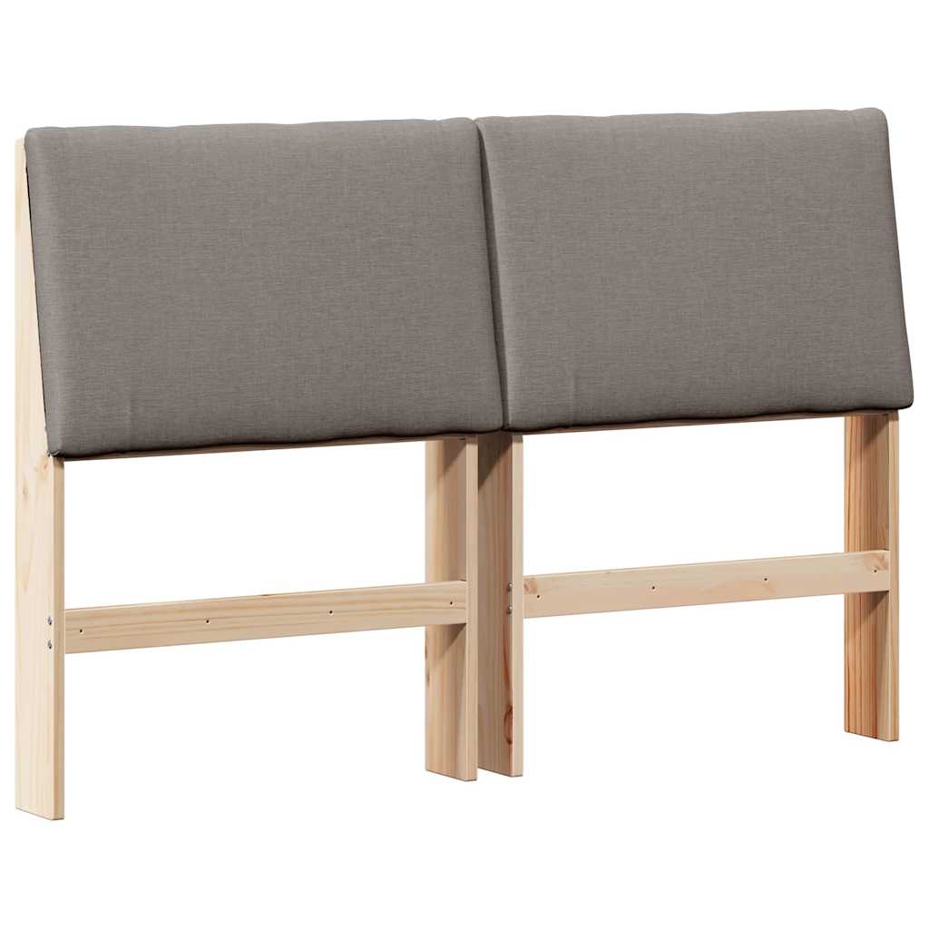 Polstret sengegavl Gråbrun 140 cm Massiv fyrretræ