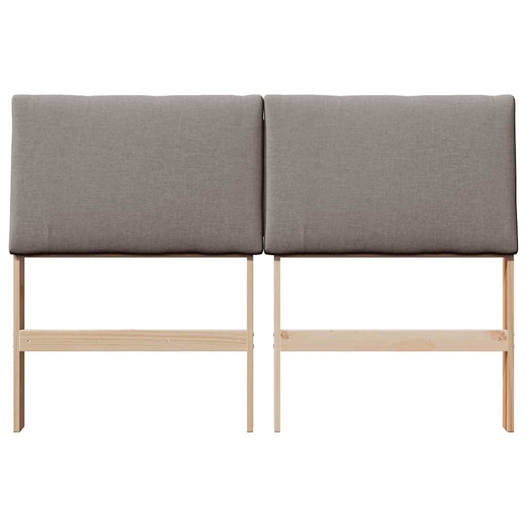 Polstret sengegavl Gråbrun 140 cm Massiv fyrretræ