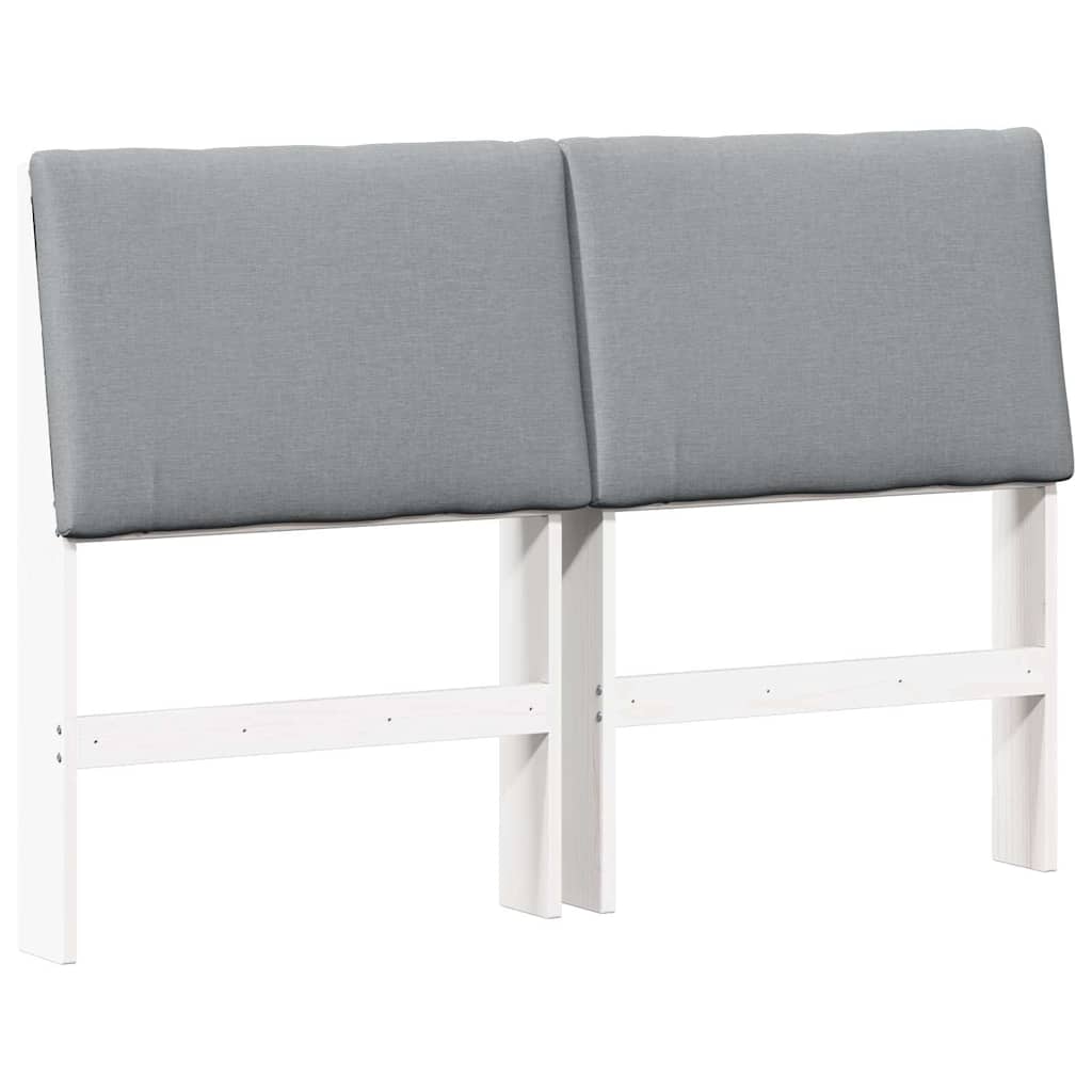 Polstret sengegavl Lysegrå 140 cm Massiv fyrretræ