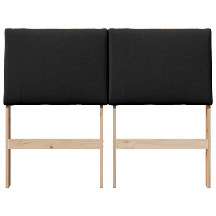 Polstret sengegavl Sort 135 cm Massiv fyrretræ