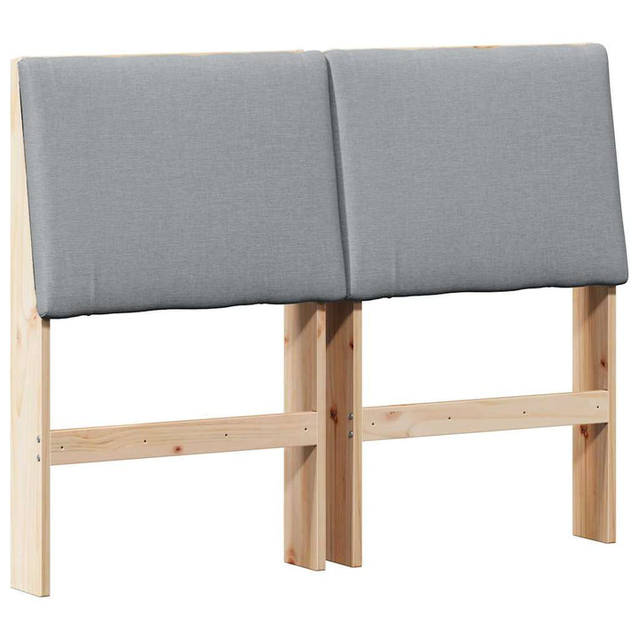 Polstret sengegavl Lysegrå 120 cm Massiv fyrretræ
