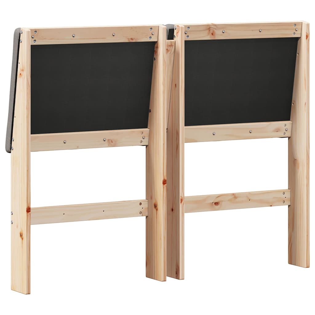 Polstret sengegavl Gråbrun 120 cm Massiv fyrretræ
