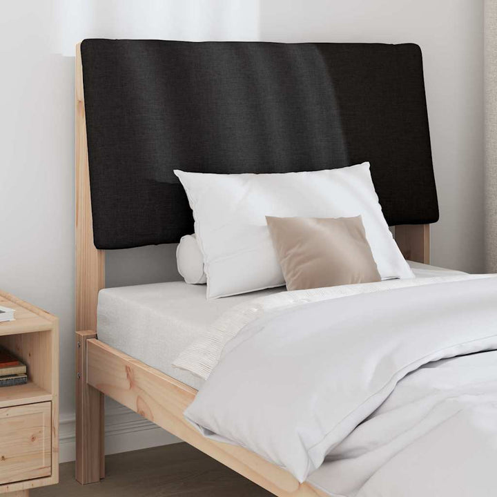 Polstret sengegavl Sort 90 cm Massiv fyrretræ