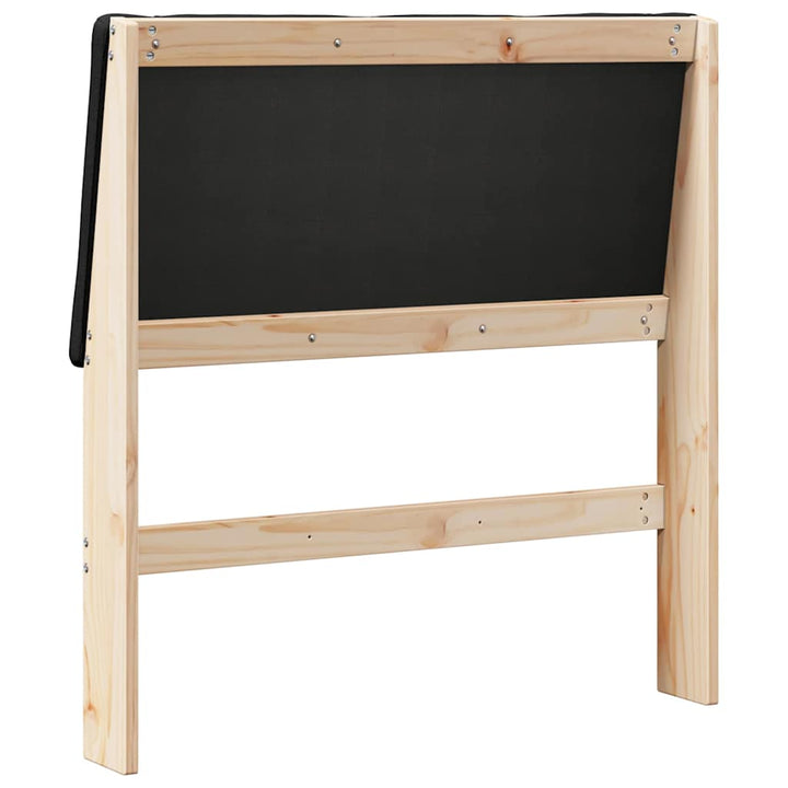 Polstret sengegavl Sort 90 cm Massiv fyrretræ
