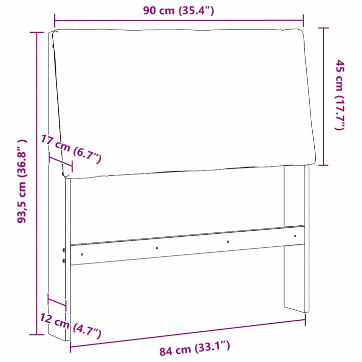 Polstret sengegavl Sort 90 cm Massiv fyrretræ