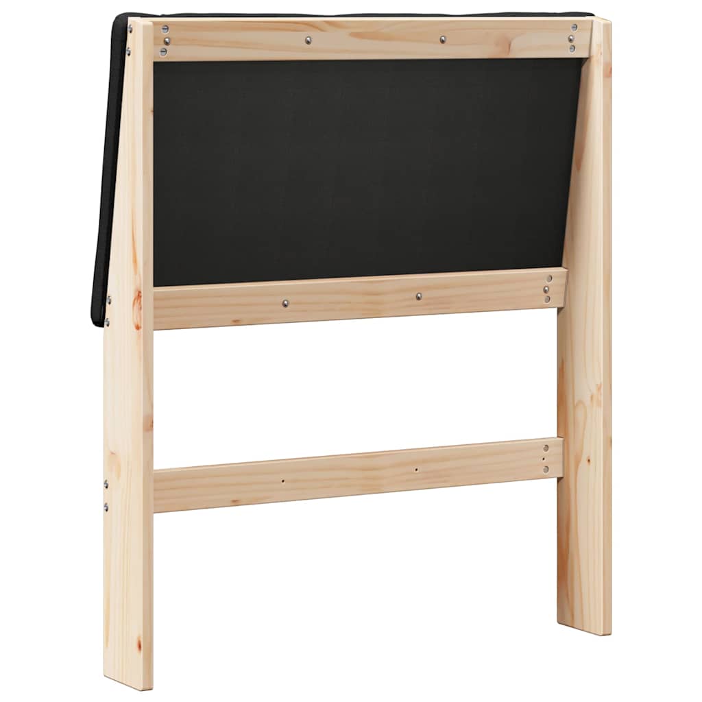 Polstret sengegavl Sort 75 cm Massiv fyrretræ