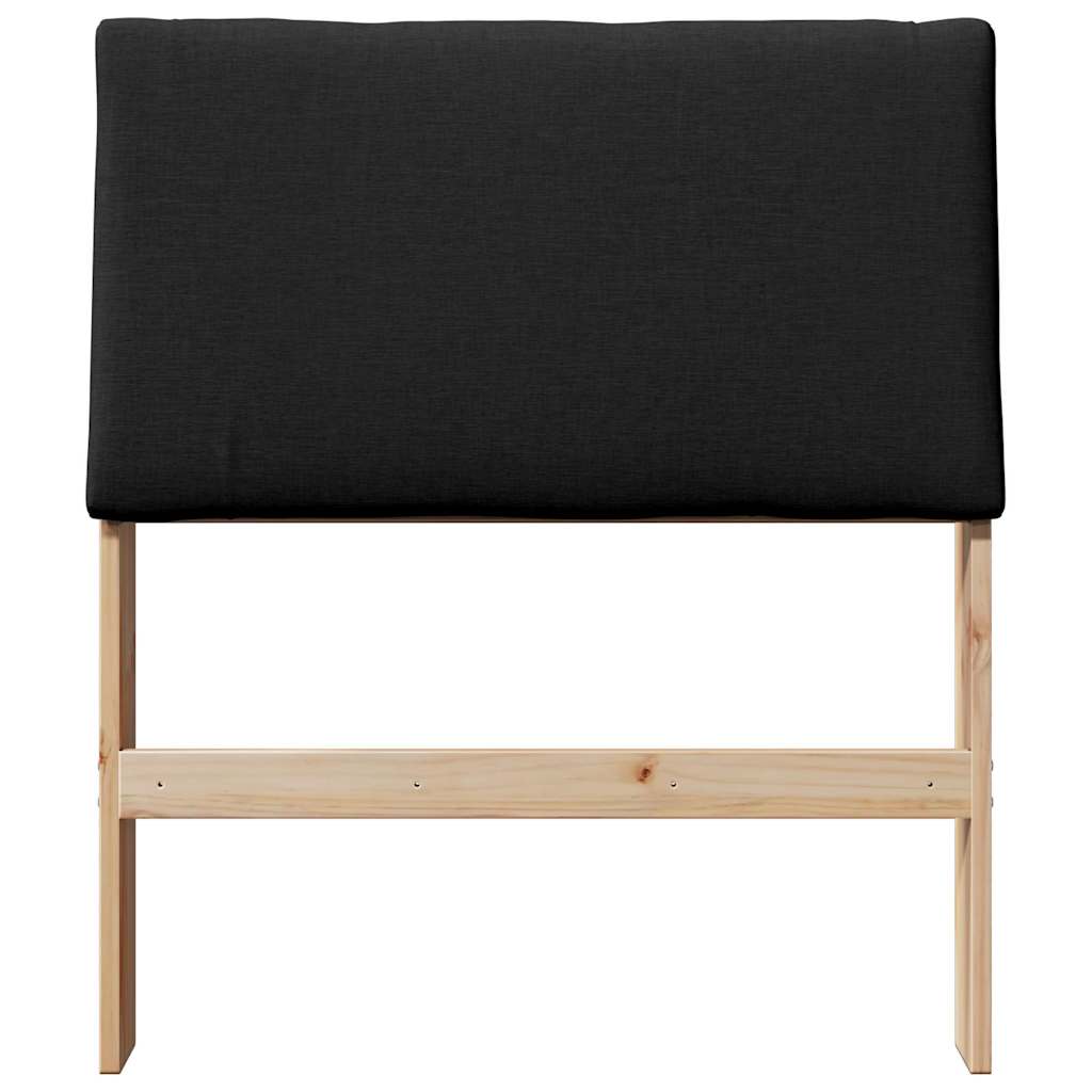 Polstret sengegavl Sort 75 cm Massiv fyrretræ