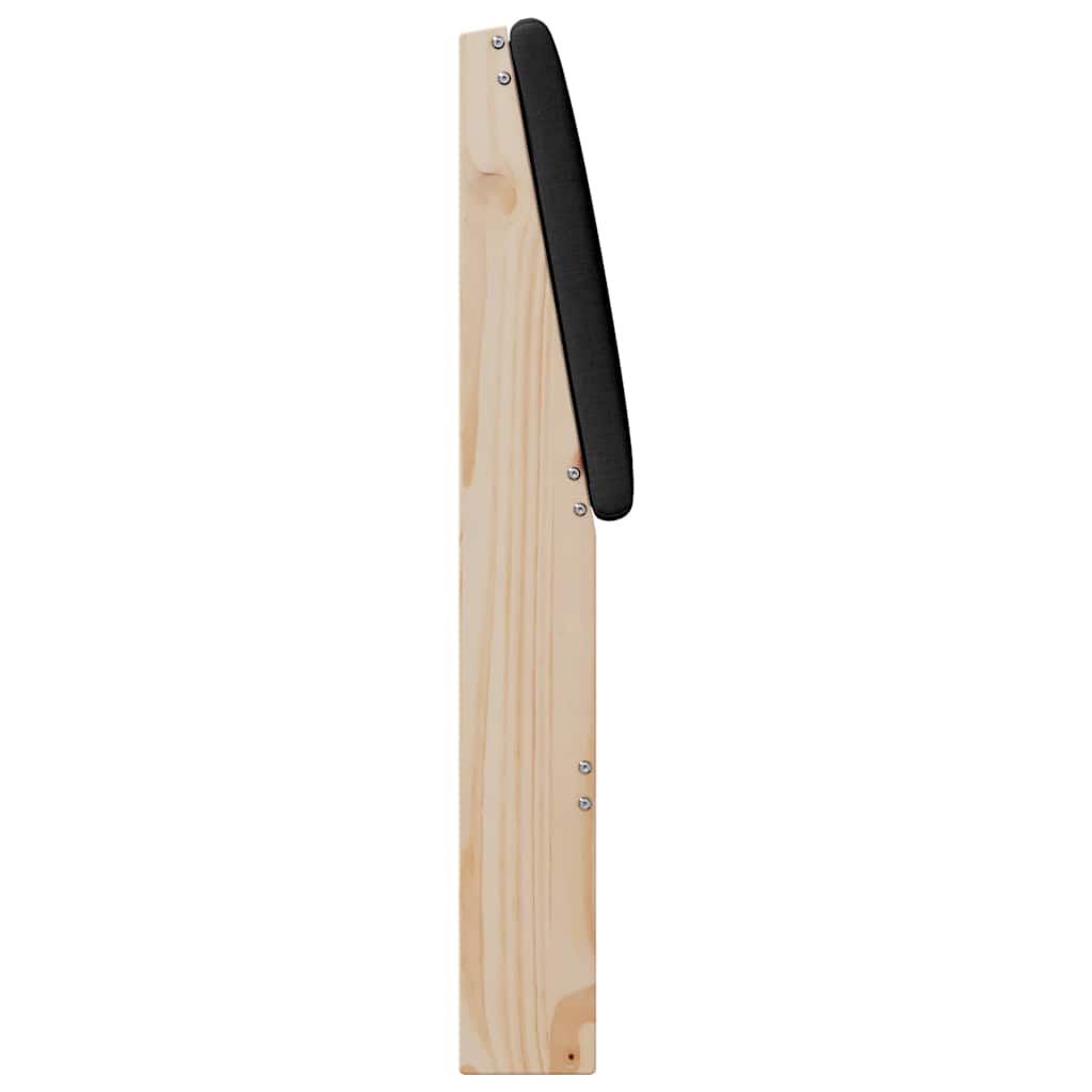 Polstret sengegavl Sort 75 cm Massiv fyrretræ