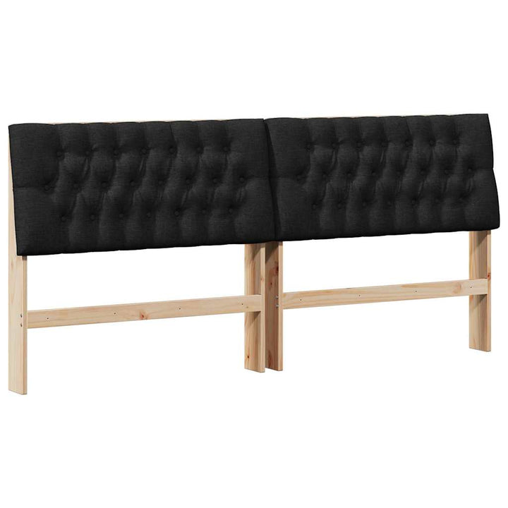 Polstret sengegavl Sort 200 cm Massiv fyrretræ