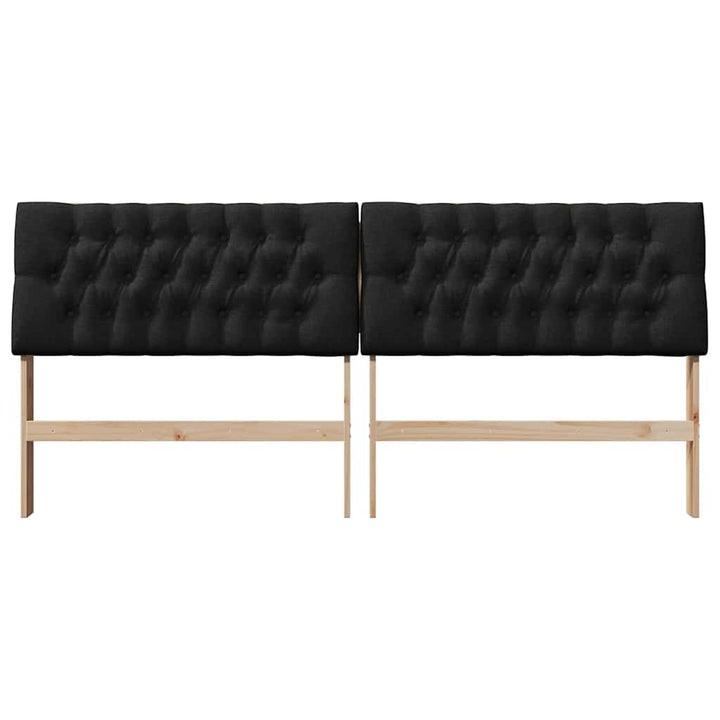 Polstret sengegavl Sort 200 cm Massiv fyrretræ